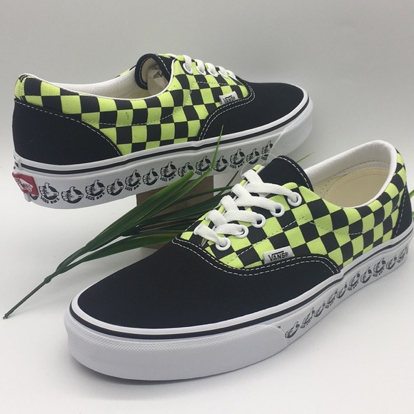 vans neon green checkered